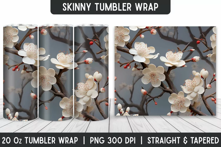 Flowers Tumbler Wrap | Sublimation Tumbler | Tumblers