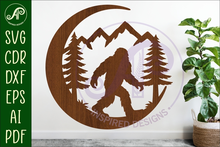 Crescent Moon Bigfoot animal wall sign