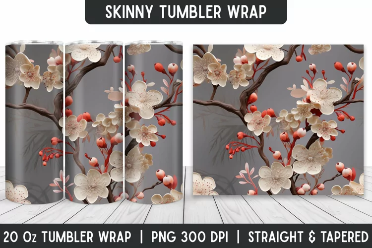 Flowers Tumbler Wrap | Sublimation Tumbler | Tumblers