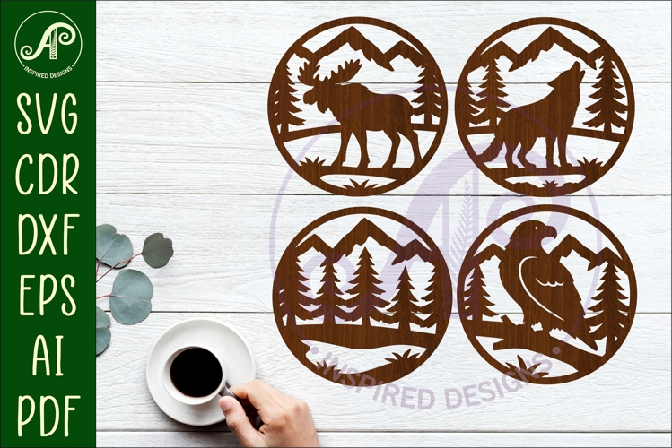 Forest Animal Coasters, laser cut out Wildlife coaster 2