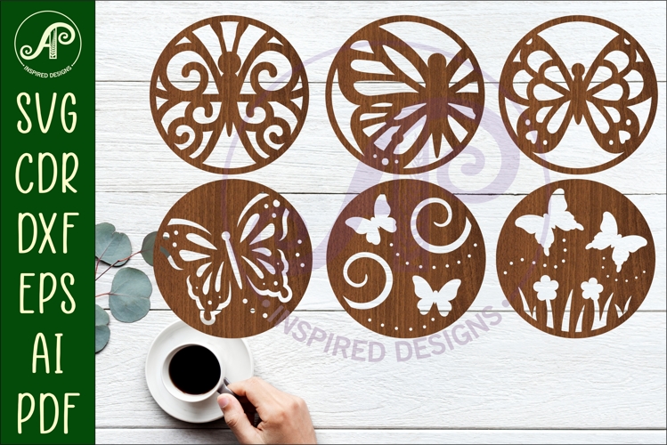 Butterfly Coasters, laser cut out garden designs 2