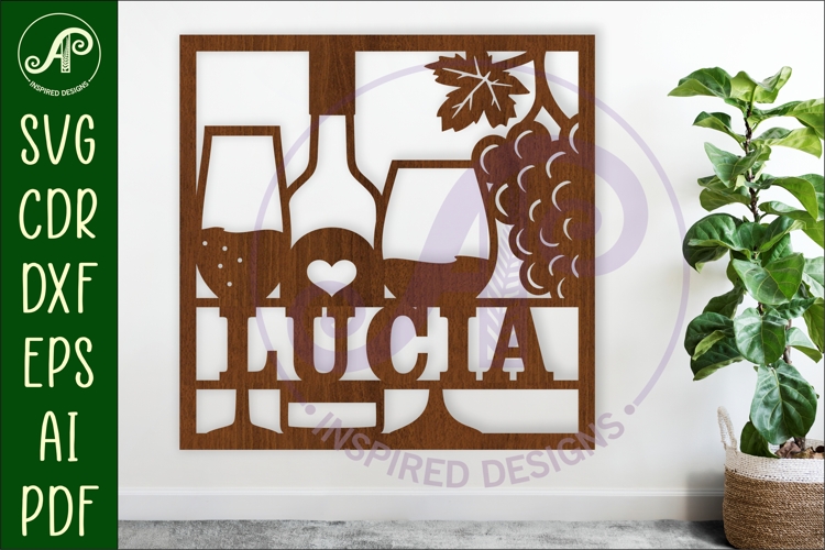 Wine lovers themed named wall sign or card topper