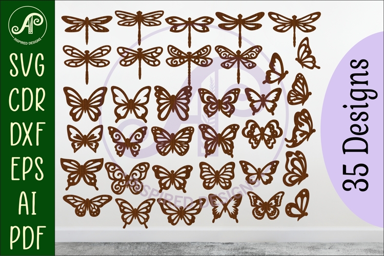 Butterfly and Dragonfly silhouette Bundle x 35