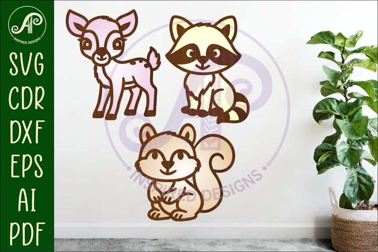 Cute woodland animals, SVG laser cut file d2