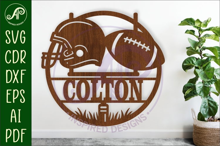 American football theme name wall art sign, SVG personalized