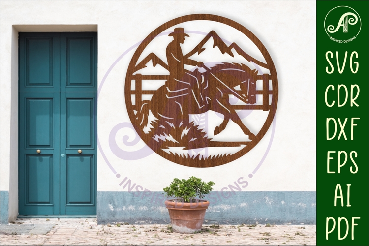 Horse reining wall sign, SVG file. vector sign