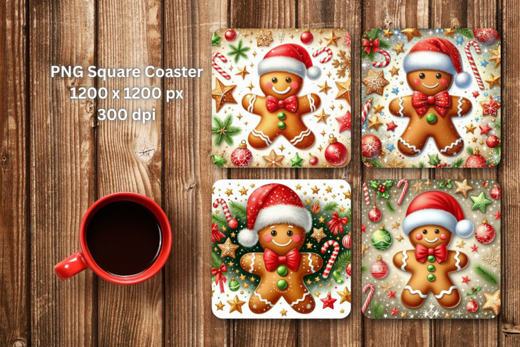 square coaster - christmas gingerbread man
