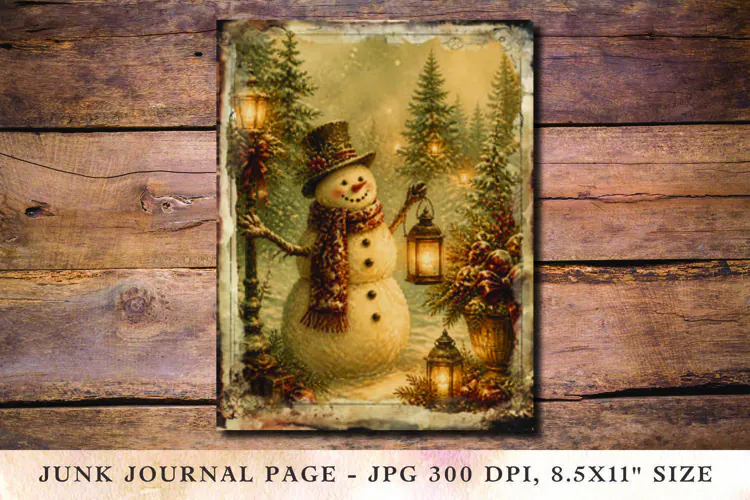 Christmas Junk Journal Pages snowman