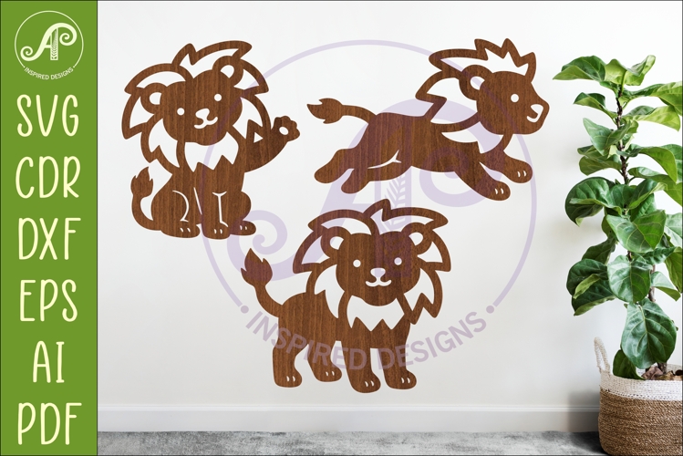 Cute Lions SVG Laser Cut Files Animal Silhouette 1