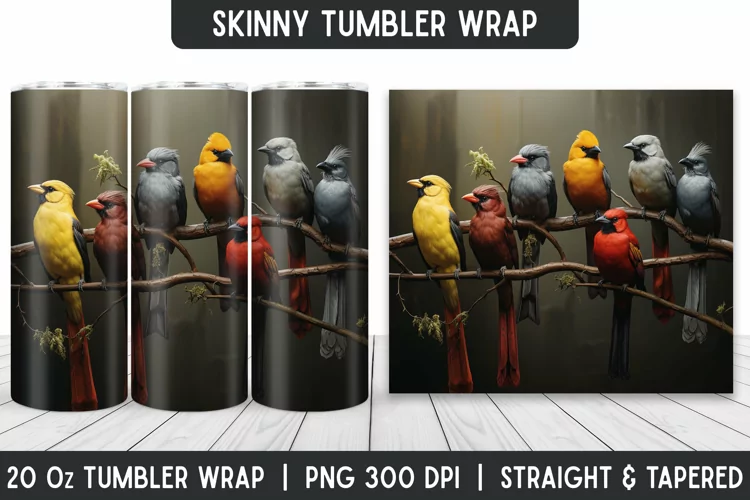 Beautiful Birds Tumbler Wrap | Sublimation Tumbler