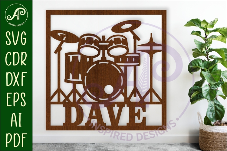 Drums name sign design for laser cutting or cards