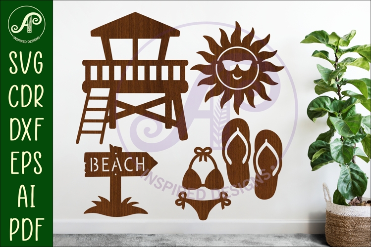 Summer Beach silhouettes laser cut out 1