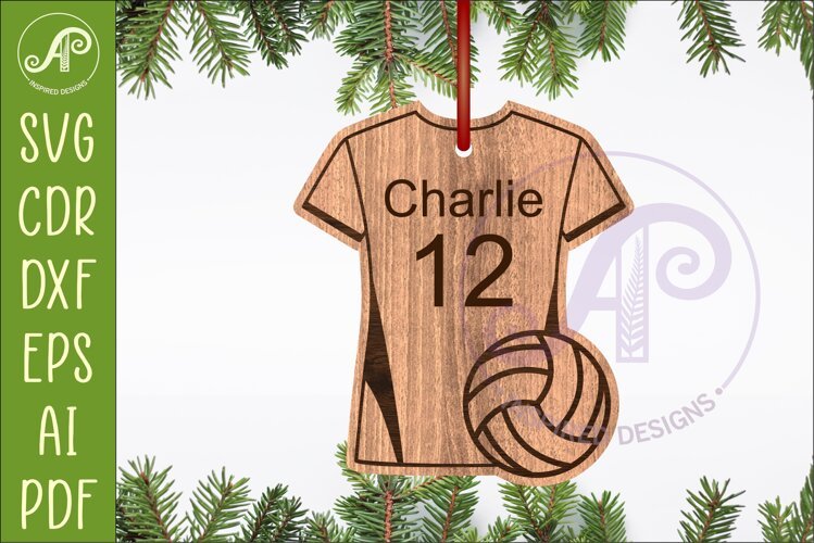 Volleyball shirt Christmas Ornament SVG laser cut example image 1