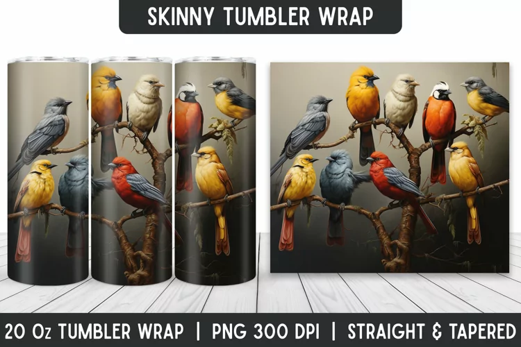 Beautiful Birds Tumbler Wrap | Sublimation Tumbler