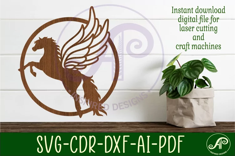 Pegasus wall sign, SVG laser cut file