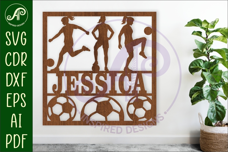 Football female name sign svg laser cut design or card