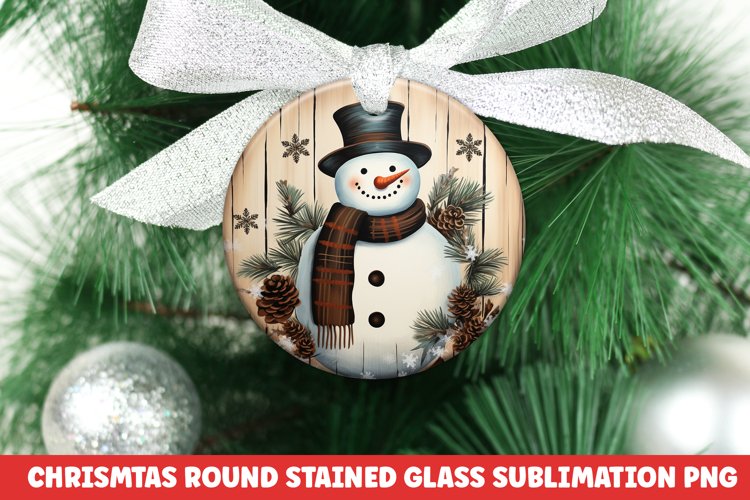 Christmas Round Ornament | Christmas Sublimation | Snowman