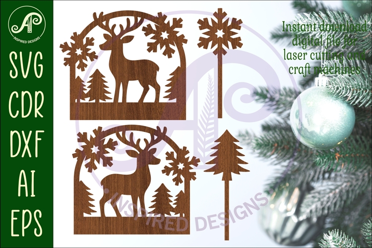Yule log ends and toppers Christmas desert laser cut design