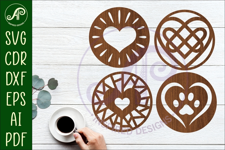 Heart Coasters, laser cut out Love heart designs d5