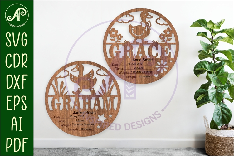 Geese themed Newborn Baby stats, Birth plaque, name