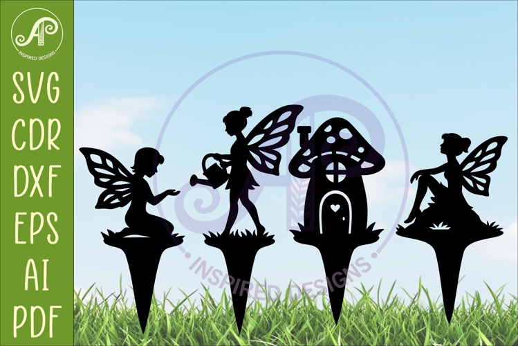 Fairy Garden Stakes SVG Designs| Cute Fairy & Mushroom 2