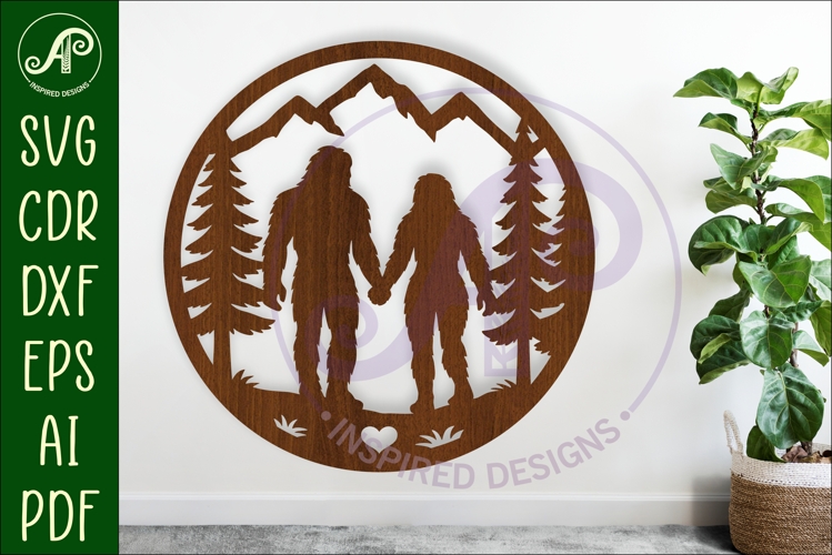 Bigfoot couple wall art sign, SVG file