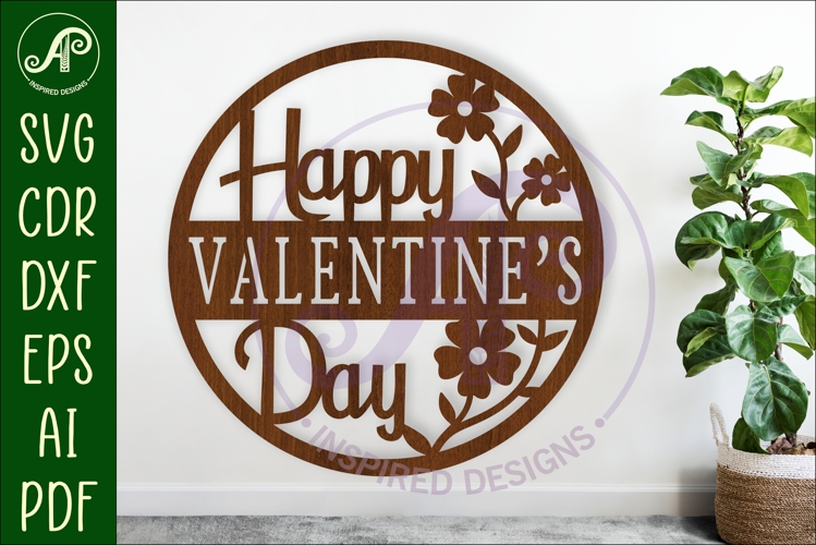 Happy Valentines day wall sign, SVG file.