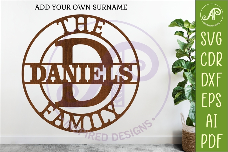 Monogram Family Letter D Name Sign SVG