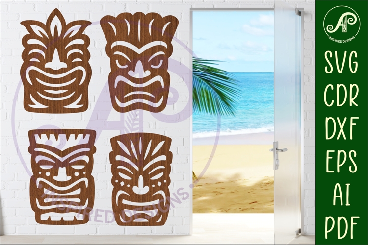 Tiki head Silhouette laser cut outs 1