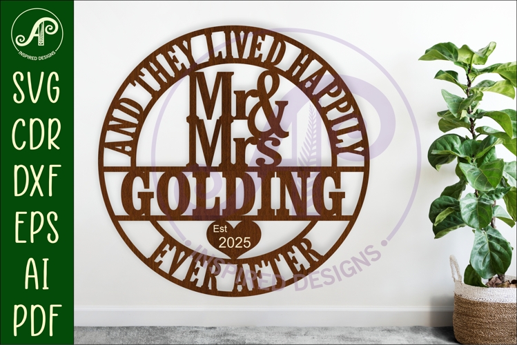 Wedding couples Mr and Mrs name sign svg laser