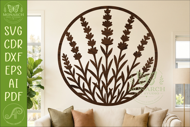 Lavender Wall Art SVG Botanical Flower Sign Laser Cut File