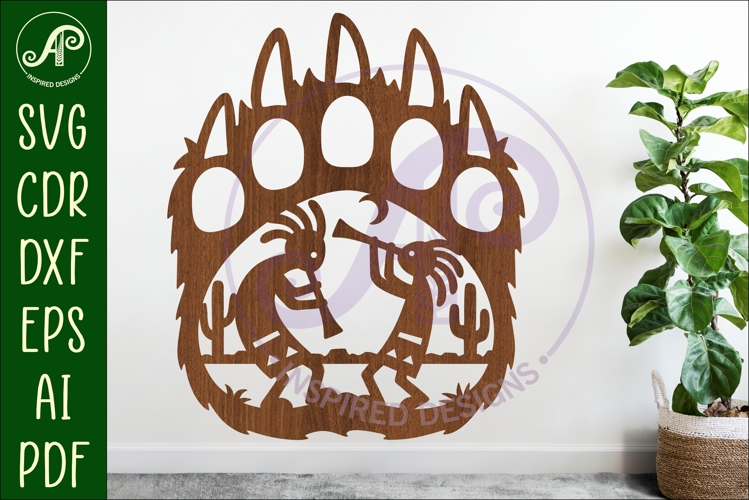Bear paw print with Kokopelli wall sign