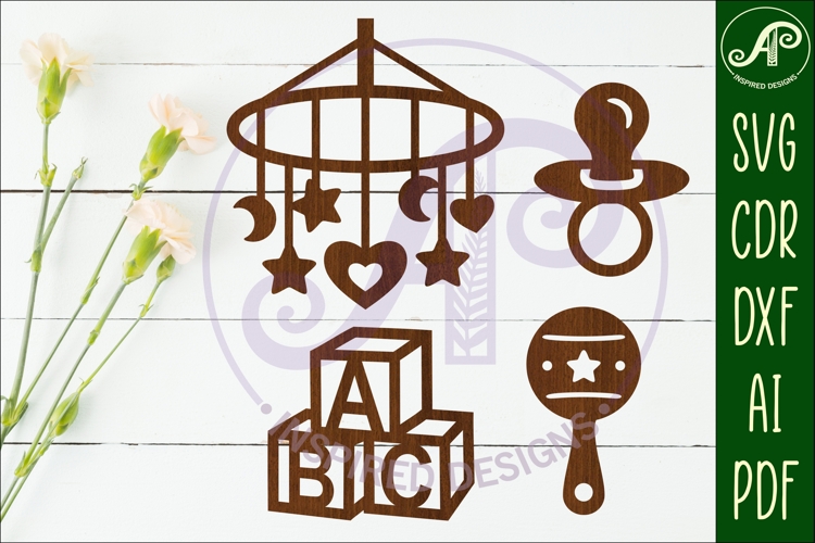 Baby icons silhouette laser cut outs SVG file 1