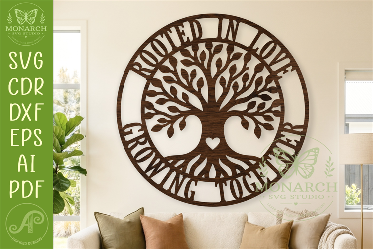 Rooted in Love Growing Together Family Tree Sign Laser Cut