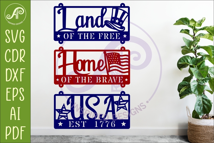 4th of July Wall Art SVG Patriotic USA Laser Cut Sign