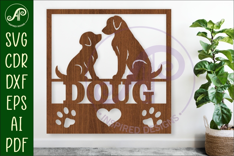 Dog lovers square named wall sign or card topper svg