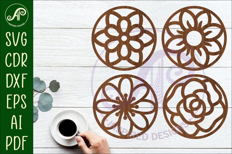 Floral Coasters, laser cut out flower coaster d4