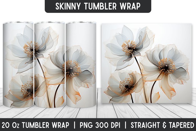 Flower Tumbler Wrap | 3D Sublimation | Skinny Tumbler