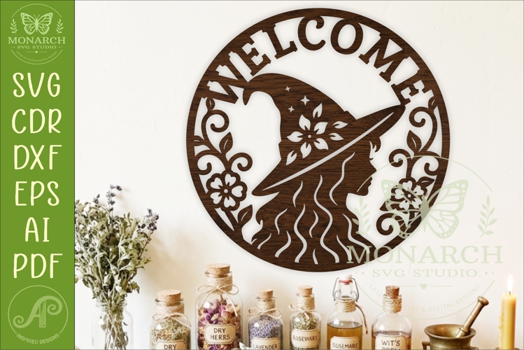 Witch Welcome Wall Sign SVG, Gothic Witch Decor Laser Cut