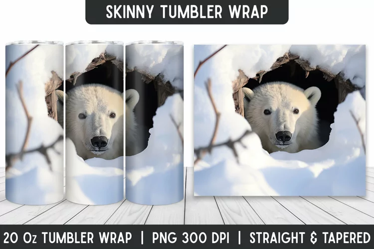 White Bear Tumbler Wrap | Sublimation Tumbler | Tumblers