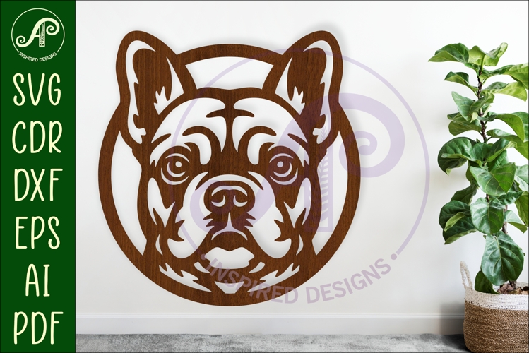 French Bulldog SVG Laser Cut File, Dog Face Wall Art