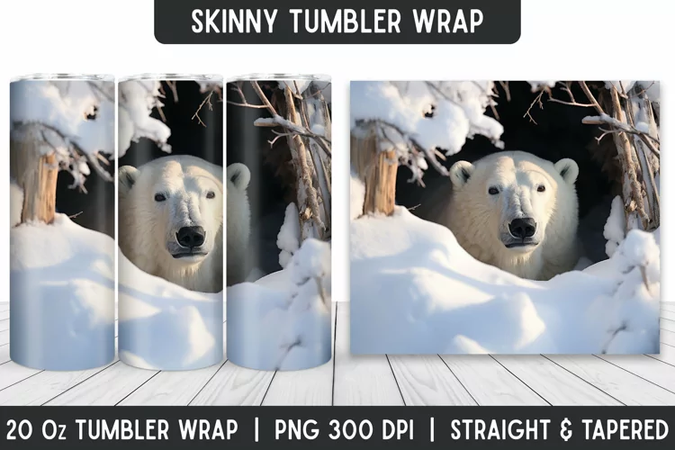 White Bear Tumbler Wrap | Sublimation Tumbler | Tumblers