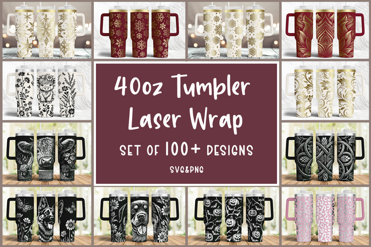 40oz Tumbler laser svg engraved wrap