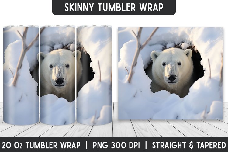 White Bear Tumbler Wrap | Sublimation Tumbler | Tumblers example image 1