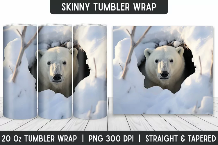 White Bear Tumbler Wrap | Sublimation Tumbler | Tumblers