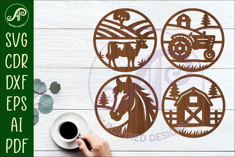 Farming Coasters, laser cut out Farmhouse designs 2