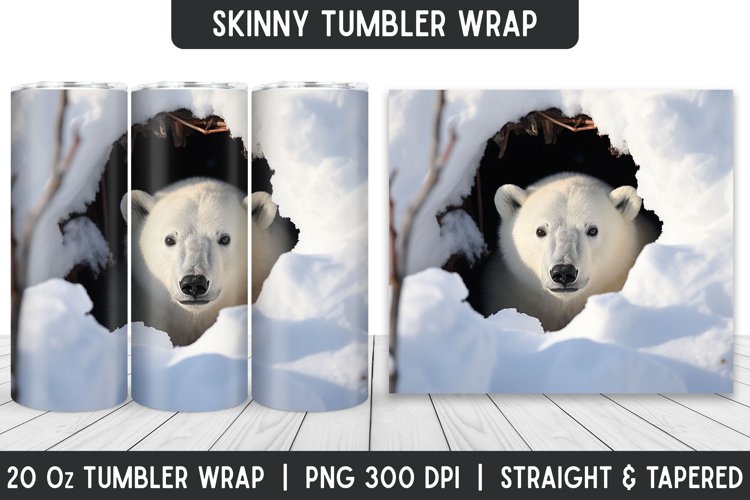 White Bear Tumbler Wrap | Sublimation Tumbler | Tumblers example image 1
