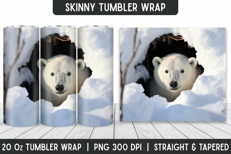 White Bear Tumbler Wrap | Sublimation Tumbler | Tumblers