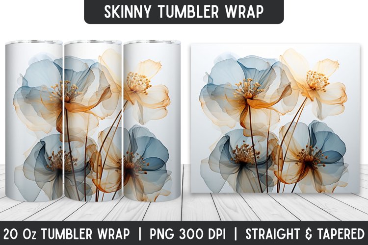 Flower Tumbler Wrap | 3D Sublimation | Skinny Tumbler