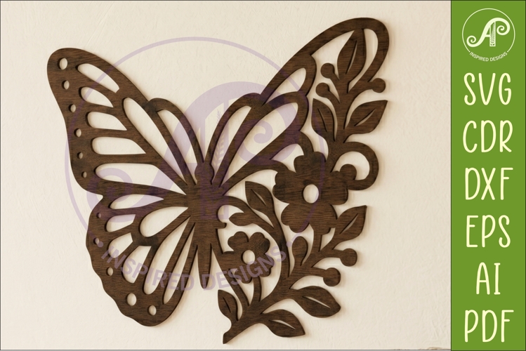 Monarch Butterfly Wall Art SVG, Modern Floral Butterfly